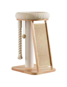 Torre de Gato Multifuncional Shengocase 60 cm Madera Natural