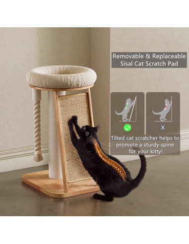 Torre de Gato Multifuncional Shengocase 60 cm Madera Natural