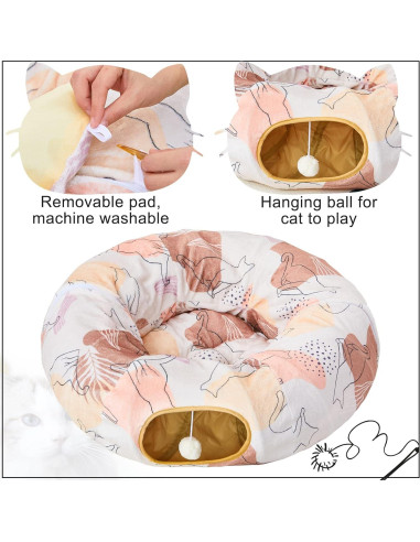 Túnel para Gatos Glittme Redondo Beige 283.5x24.9 cm