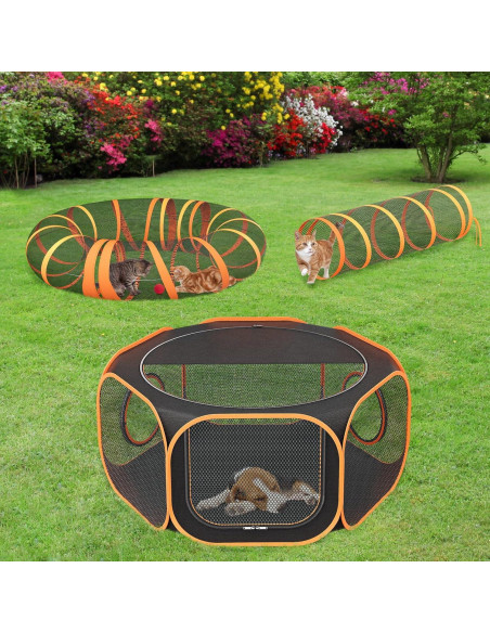Parque Infantil para Gatos al Aire Libre con Túnel - iPetStation Parque Infantil para Gatos al Aire Libre con Túnel - iPetStation