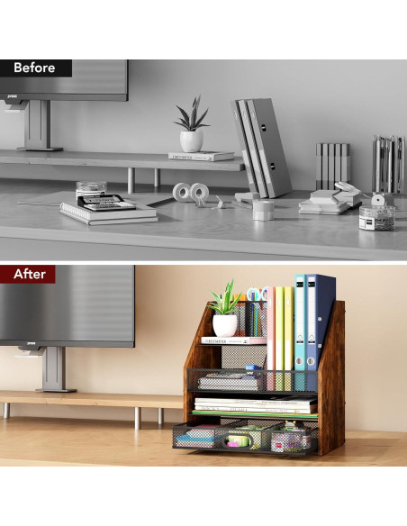 Organizador de Escritorio Homsorout de Madera y Metal 4 Niveles Organizador de Escritorio Homsorout de Madera y Metal 4 Niveles
