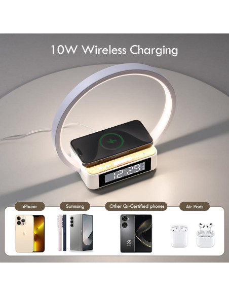 Reloj Despertador SMARTERIOR XB-B17Q10 con Luz de Amanecer y Carga Inalámbrica Reloj Despertador SMARTERIOR XB-B17Q10 con Luz de Amanecer y Carga Inalámbrica