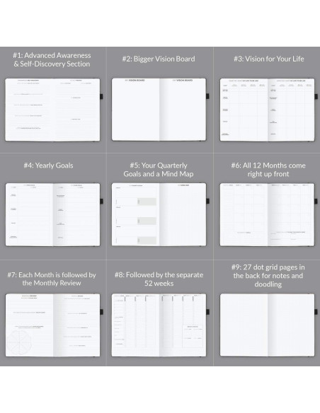 Planificador Clever Fox Schedule A5 Negro - Organizador Diario Sin Fecha Planificador Clever Fox Schedule A5 Negro - Organizador Diario Sin Fecha