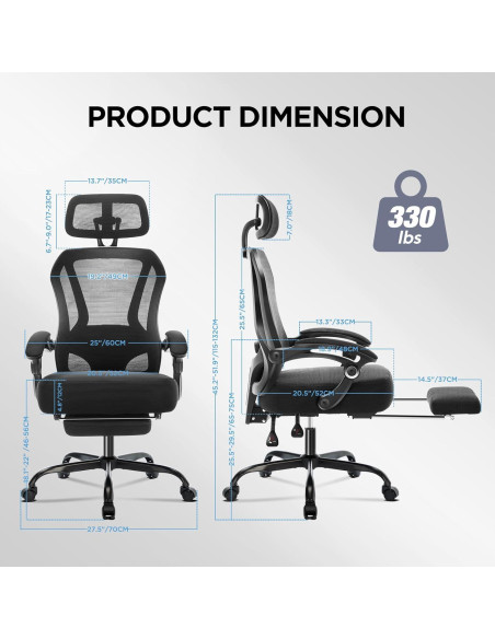 Silla de Oficina Ergonómica TUKAKA con Reposapiés Ajustable Silla de Oficina Ergonómica TUKAKA con Reposapiés Ajustable