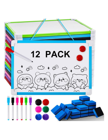 Set de 12 Mini Pizarras Borrables Colarr 20x30 cm Doble Cara