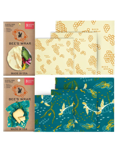 Envolturas de Cera de Abeja Ecológicas - 6 Piezas Reutilizables