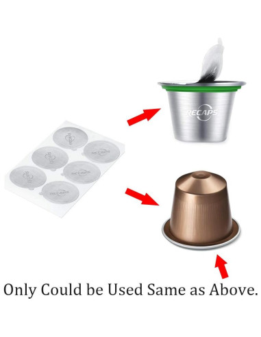 Tapas de Aluminio RECAPS para Nespresso Original 120 Pcs 37mm