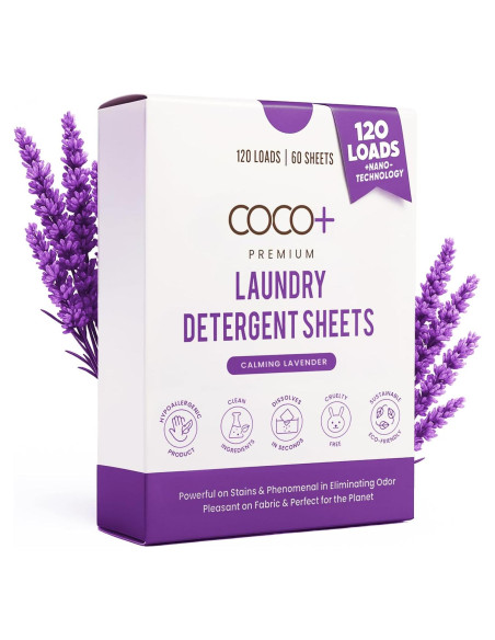 Hojas de Detergente para Ropa COCO+ Lavanda - 120 Cargas Hojas de Detergente para Ropa COCO+ Lavanda - 120 Cargas