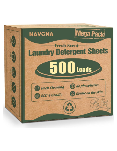 Hojas de detergente ecológicas Navona 500 cargas fragancia fresca Hojas de detergente ecológicas Navona 500 cargas fragancia fresca