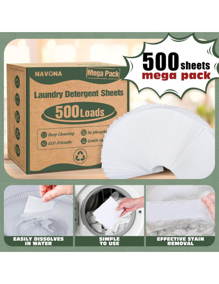 Hojas de detergente ecológicas Navona 500 cargas fragancia fresca Hojas de detergente ecológicas Navona 500 cargas fragancia fresca