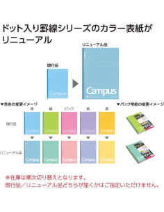 KOKUYO Cuaderno Campus Semi-B5 30 Hojas 5 Colores Regla Puntos 2