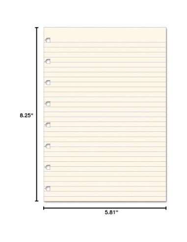 Relleno de diario Filofax A5 con líneas 32 hojas crema