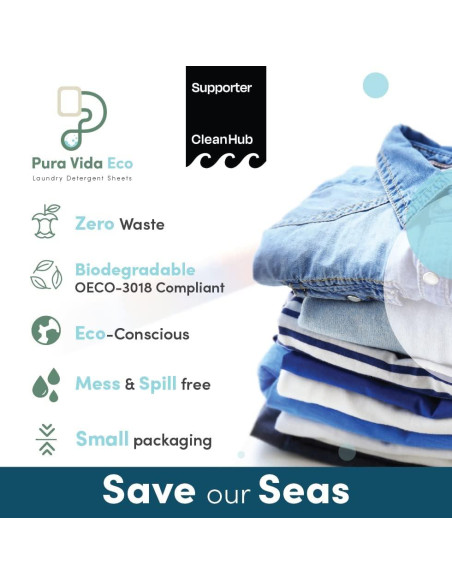 Hojas de Detergente para Ropa Pura Vida - 30 Hojas Ecológicas Hojas de Detergente para Ropa Pura Vida - 30 Hojas Ecológicas