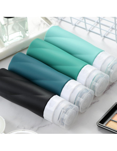 Botellas de Viaje Gemice 90ml - A prueba de Fugas, Silicona BPA Free