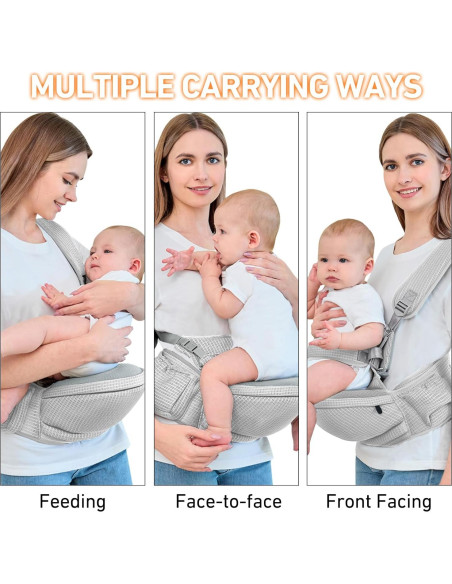 Portabebés IULONEE Hip Seat Gris Ergonométrico 3-20 kg Portabebés IULONEE Hip Seat Gris Ergonométrico 3-20 kg