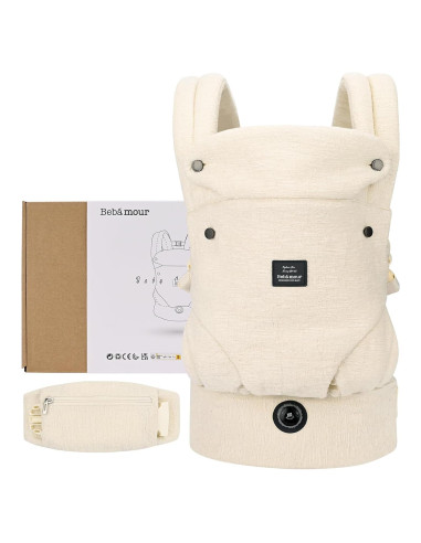 Portabebés Ergonómico Bebamour Algodón Blanco 3-14.5kg