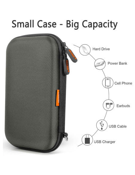 GLCON Funda Organizador de Cables - Dura EVA Gris Plateado GLCON Funda Organizador de Cables - Dura EVA Gris Plateado