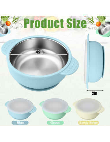 Cuencos de Acero Inoxidable para Bebés BUSOHA 3 Pack 11.94 cm
