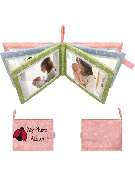 Álbum de fotos de tela suave amzoya para bebés 4x6 Rosa Álbum de fotos de tela suave amzoya para bebés 4x6 Rosa