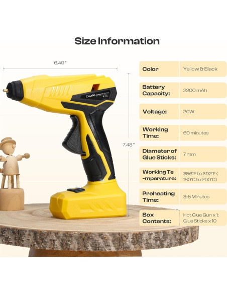 Pistola de Pegamento Caliente Inalámbrica Caydo 2200mAh Pistola de Pegamento Caliente Inalámbrica Caydo 2200mAh