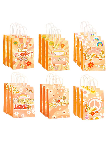 Bolsas de Fiesta Groovy CZWXOXO 24 Pcs 21x15 cm Retro Hippie Bolsas de Fiesta Groovy CZWXOXO 24 Pcs 21x15 cm Retro Hippie