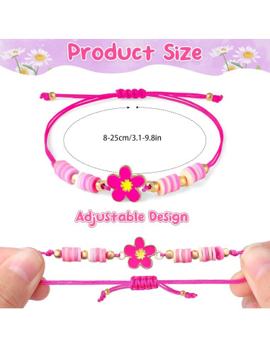 12 Pulseras Ajustables de Flores KELENO para Niñas