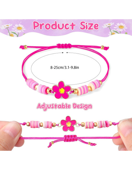 12 Pulseras Ajustables de Flores KELENO para Niñas 12 Pulseras Ajustables de Flores KELENO para Niñas