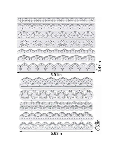 Troqueles de Bordes de Encaje ALIBBON 12 Pcs para Manualidades Troqueles de Bordes de Encaje ALIBBON 12 Pcs para Manualidades