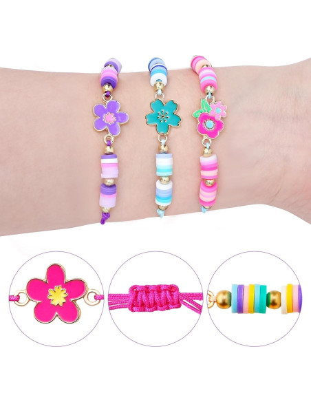 12 Pulseras Ajustables de Flores KELENO para Niñas 12 Pulseras Ajustables de Flores KELENO para Niñas