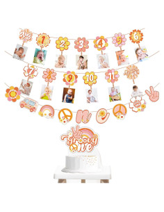 Kit de Decoración de Cumpleaños Groovy Gueevin - 1er Año