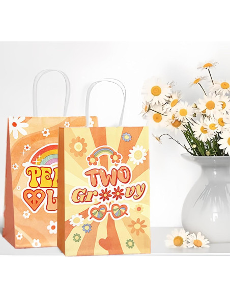 Bolsas de Fiesta Groovy CZWXOXO 24 Pcs 21x15 cm Retro Hippie Bolsas de Fiesta Groovy CZWXOXO 24 Pcs 21x15 cm Retro Hippie
