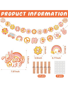 Kit de Decoración de Cumpleaños Groovy Gueevin - 1er Año 2