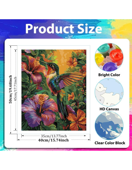 Kit de Pintura por Números xcemhil Colibrí 40x50 cm Kit de Pintura por Números xcemhil Colibrí 40x50 cm