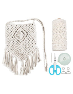 Kit de Bolsa de Macramé DIY INFUNLY Beige con Tutorial