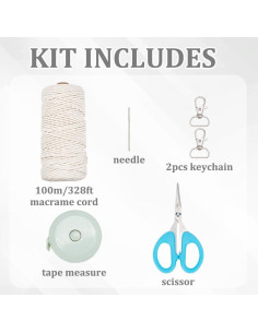 Kit de Bolsa de Macramé DIY INFUNLY Beige con Tutorial 2