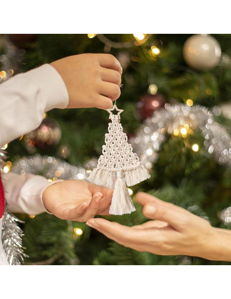 Kit de Macramé para Árbol de Navidad 3 Piezas Decoración DIY Kit de Macramé para Árbol de Navidad 3 Piezas Decoración DIY