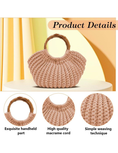 Kit de Bolsa de Crochet ACRNIGHEET Khaki para Principiantes