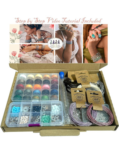 Kit de Joyería Sabrikas DIY - Pulseras de Macramé y Cuero