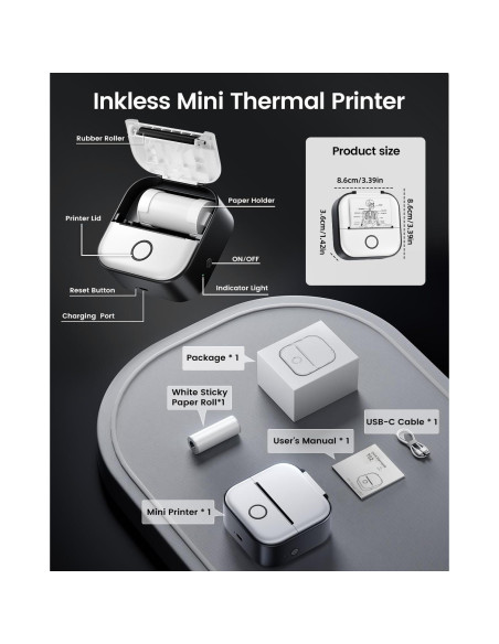 Impresora de Etiquetas Memoking T02 Mini Portátil Sin Tinta Impresora de Etiquetas Memoking T02 Mini Portátil Sin Tinta