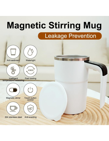 Taza de café auto-mezcladora OUGETHER con termómetro LCD 380ml Taza de café auto-mezcladora OUGETHER con termómetro LCD 380ml
