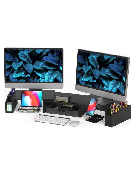 Soporte de Escritorio para Doble Monitor Simple Houseware Negro Soporte de Escritorio para Doble Monitor Simple Houseware Negro