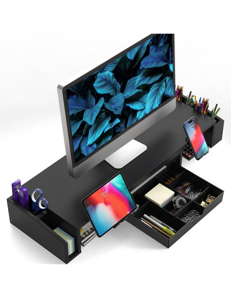 Soporte de Escritorio para Doble Monitor Simple Houseware Negro Soporte de Escritorio para Doble Monitor Simple Houseware Negro