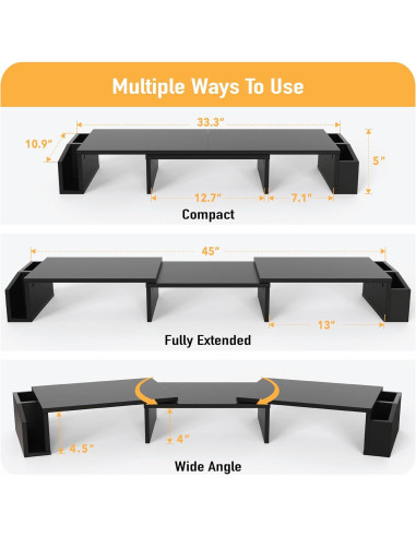 Soporte de Escritorio para Doble Monitor Simple Houseware Negro