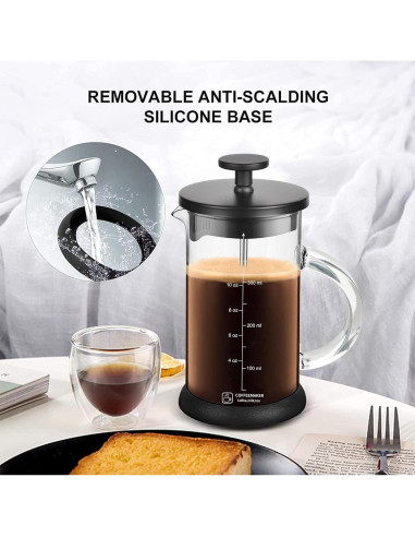 Prensa Francesa Cafetera 12oz YMMIND con Filtros de Acero Inoxidable