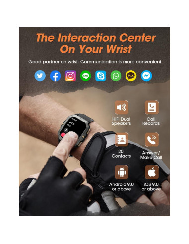 Reloj Inteligente Militar DEKELIFE 2.02" Fitness Hombre