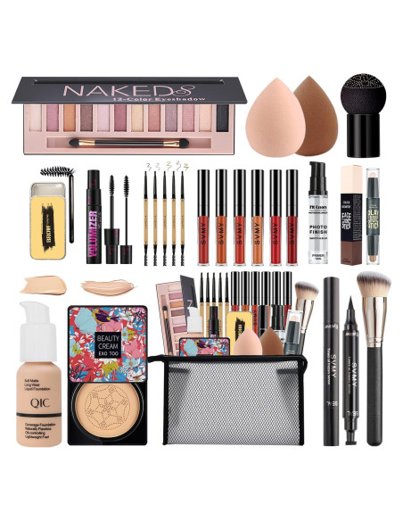 Kit de Maquillaje Completo NUIBO - 12 Sombras, Base, Labiales Kit de Maquillaje Completo NUIBO - 12 Sombras, Base, Labiales