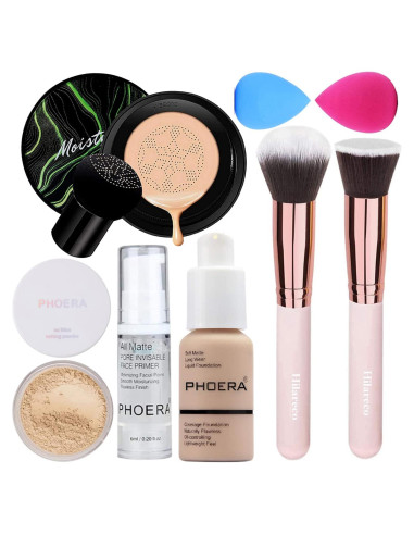 Base PHOERA CC Air Cushion Natural + Primer + Brochas + Esponjas