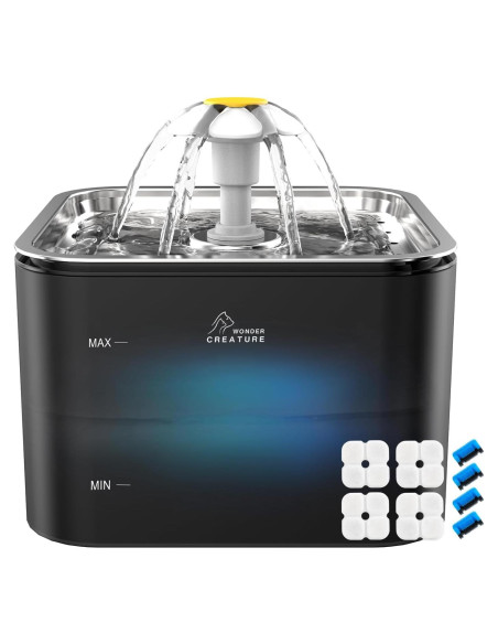 Fuente de Agua para Gatos Wonder Creature 3L Acero Inoxidable LED Fuente de Agua para Gatos Wonder Creature 3L Acero Inoxidable LED