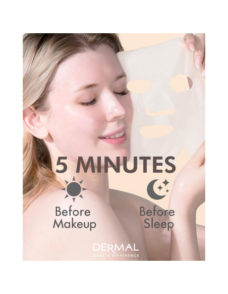 Máscara Facial DERMAL de Colágeno y Perla 10 Unidades 23g Máscara Facial DERMAL de Colágeno y Perla 10 Unidades 23g