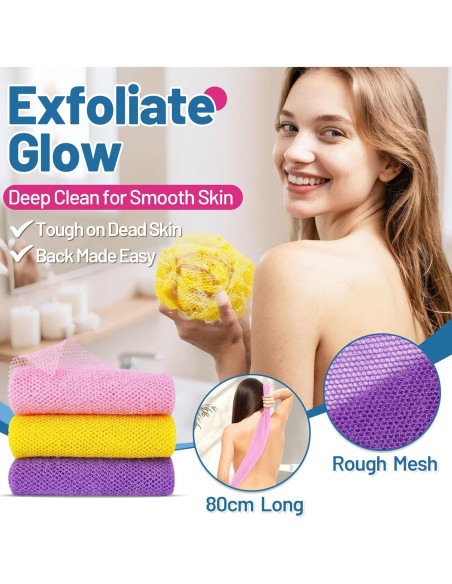 Juego de 5 Piezas ShowEzily: Alfombrilla Ducha Antideslizante y Esponjas Exfoliantes Juego de 5 Piezas ShowEzily: Alfombrilla Ducha Antideslizante y Esponjas Exfoliantes